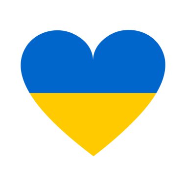 State flag of Ukraine in the shape of a heart. Support and Peace to Ukraine. Vector.