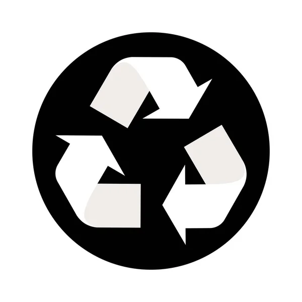 Panneau Recyclage Sur Fond Blanc Les Flèches Blanches Déplacent Cercle — Image vectorielle
