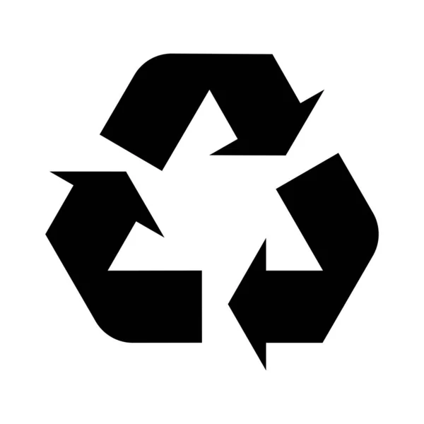 Recycling Schild Auf Weißem Hintergrund Schwarze Pfeile Bewegen Sich Kreis — Stockvektor