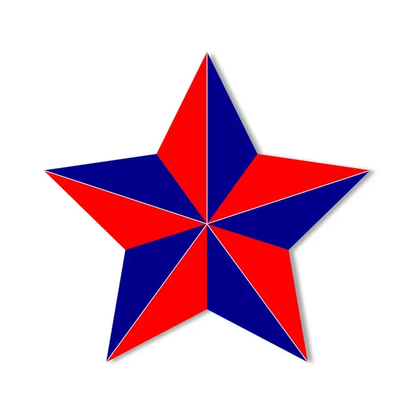 Stern Fünfzackig Blau Mit Rot Auf Weißem Hintergrund Vektor — Stockvektor