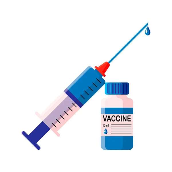 Concepto Vacunación Contra Coronavirus Otras Cepas Del Virus Jeringa Con — Archivo Imágenes Vectoriales