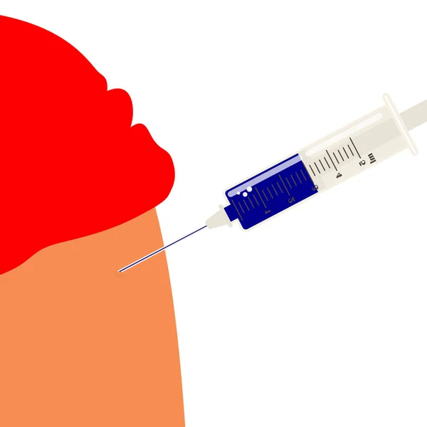Vaccinazione Siringa Con Ago Dose Medico Effettua Iniezione Nel Braccio — Vettoriale Stock