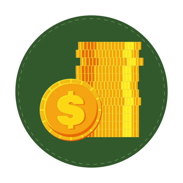 ドルの金貨だ 緑の円の中のコインの山 白を基調としたマネーイラスト — ストック写真