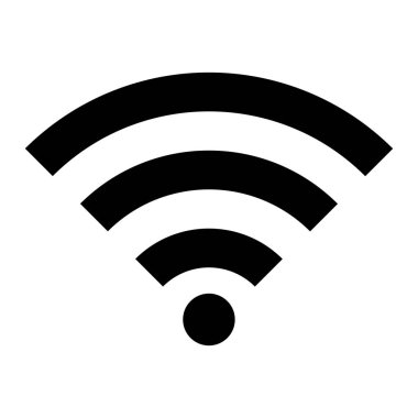 Beyaz arka planda siyahlı Wi-Fi simgesi. Kablosuz internet sinyali. Vektör illüstrasyonu.