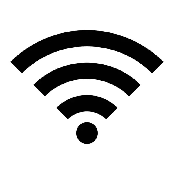 Beyaz arka planda siyahlı Wi-Fi simgesi. Kablosuz internet sinyali. Vektör illüstrasyonu.