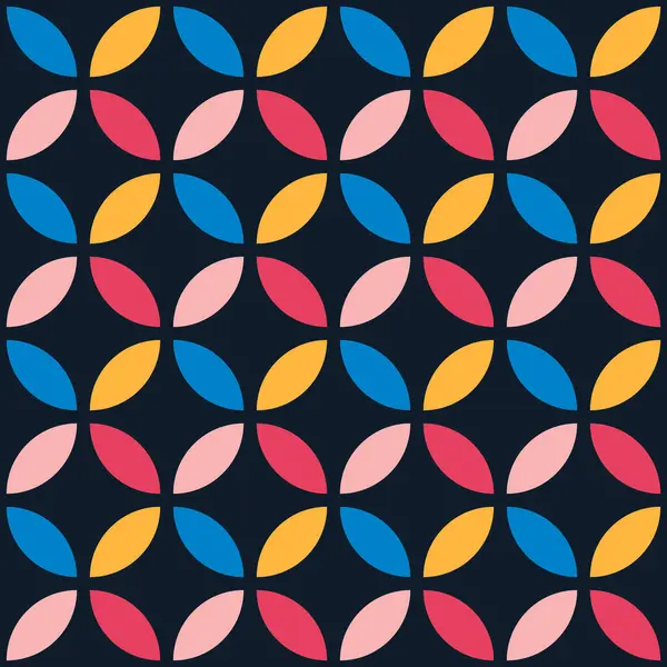 Modern Seamless Pattern Geometric Colored Petals Black Background Textiles Fashion — Stock Photo, Image