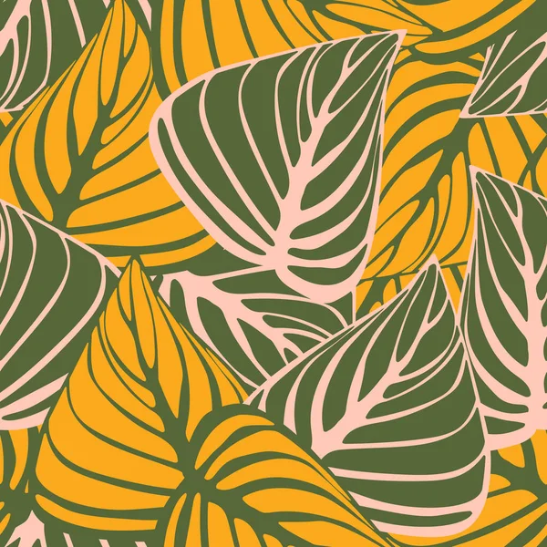 Geaderde Bladeren Creëren Een Naadloos Patroon Voor Modern Tropisch Textiel — Stockfoto