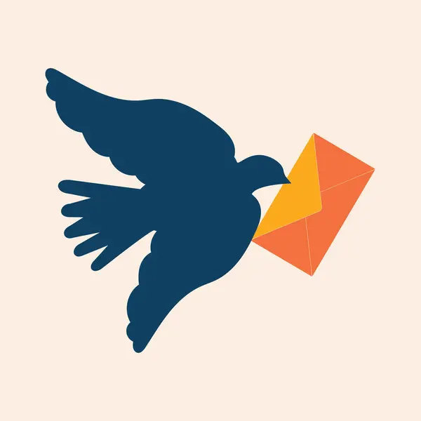 Concepts Développement Des Communications Pigeon Porteur Bleu Portant Une Lettre — Photo