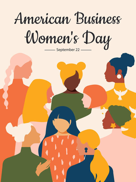 American Business Women Day Septiembre Banner Rosa Contemporáneo Vertical Con — Foto de Stock