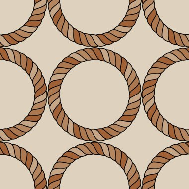 İp daireleri, moda kumaşları için geometrik simetrik, pürüzsüz bir desen oluşturur. Vektör.