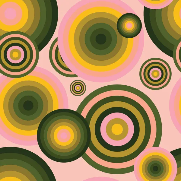 Fargepalettsirkler Skaper Sømløst Mønster Med Geometriske Fargede Sfærer Spredt Tilfeldig – stockvektor