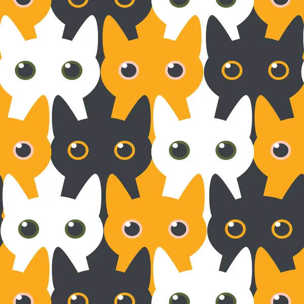 Emotional fancy cats with big eyes create a cute modern seamless pattern with pets for textile.