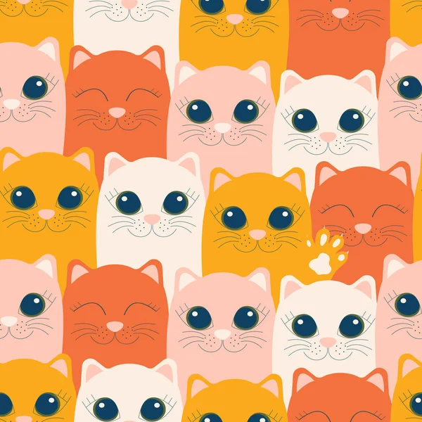 Érzelmi Gyömbér Ősz Macskák Létre Egy Aranyos Modern Zökkenőmentes Minta — Stock Fotó