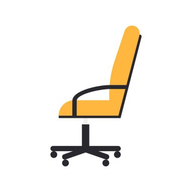 Beyaz arka planda siyah kollukları olan sarı ofis koltuğu. Vektör.