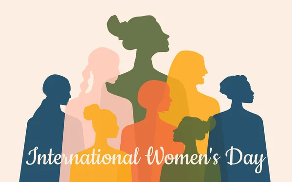 Международный Женский День Женщины Разных Возрастов Национальностей Религий Объединяются Вектор — стоковый вектор