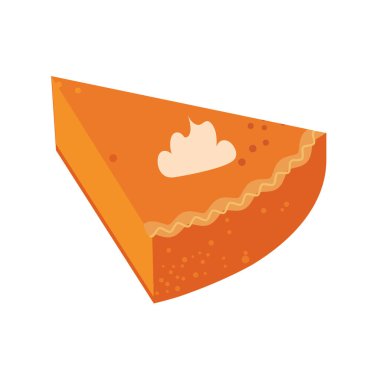 Beyaz arka planda izole edilmiş bir parça balkabağı turtası. Geleneksel Ekim pişirmesi. 