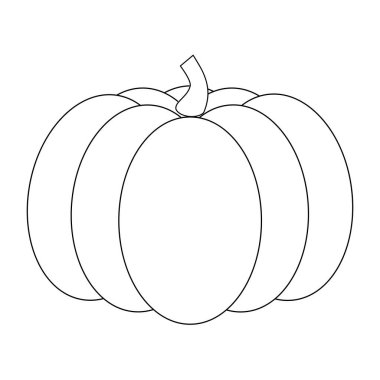 Balkabağı, beyaz arka planda siyah bir taslak çizer ve izole edilir. Vektör.