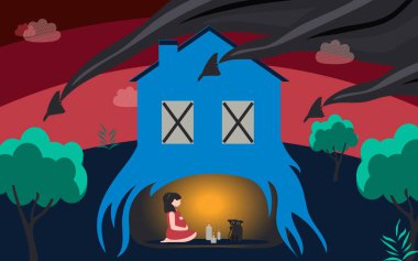 Kedili hamile bir kadın füze saldırısından dolayı evinin bodrumunda saklanıyor.. 