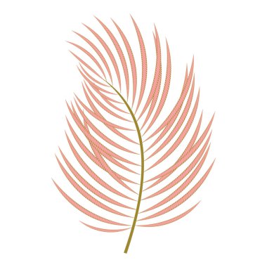 Beyaz arkaplanda izole edilmiş avuç içi pembe dekoratif yaprak. 