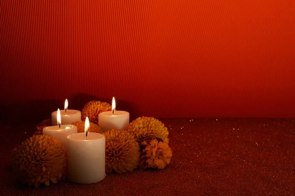 Цветы Мэриголд Свечи Используемые Алтарей День — стоковое фото