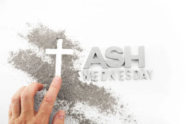 Cross made of ashes, Ash Wednesday, Lent season abstract background
