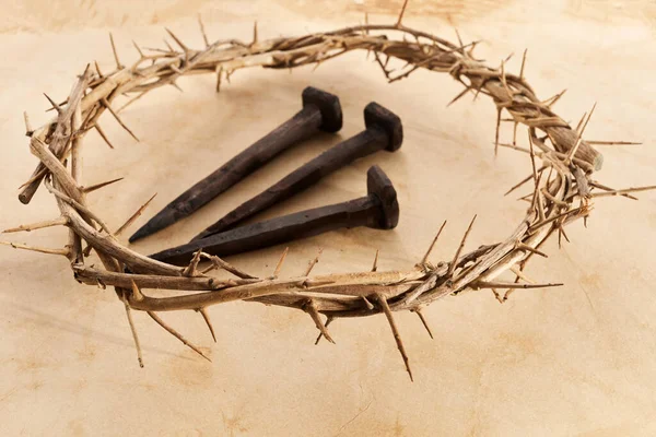 Jesus Crown Dorns Und Nagel Auf Old Und Grunge Hintergrund — Stockfoto