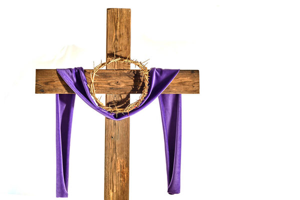 Lent season, Holy week and Good friday concept. Ccross isolated on background.