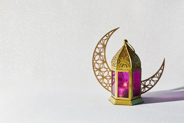 Muslim Holy Month Ramadan Kareem - Ornamental Arabic Lantern With Burning Candle.