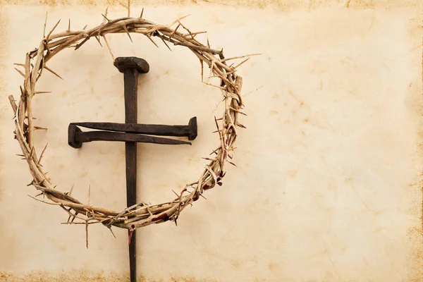 Jesus Crown Thorns Hřebík Starém Grunge Pozadí Retro Styl Ročníku — Stock fotografie
