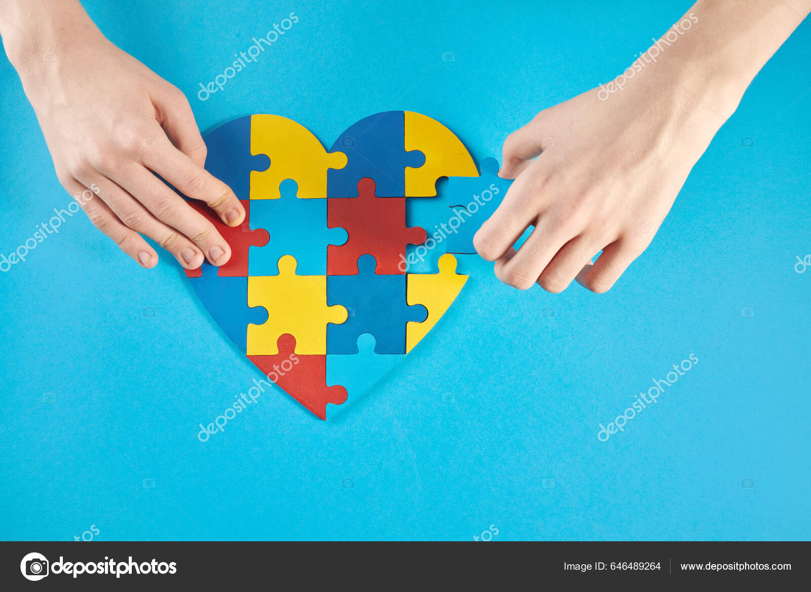  18 Pcs Colorful Heart Puzzle Piece Autism Awareness