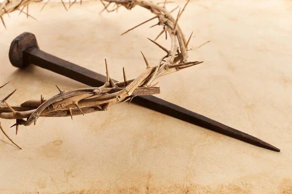 Jesus Crown Thorns Pregos Old Grunge Background Estilo Retrô Vintage — Fotografia de Stock