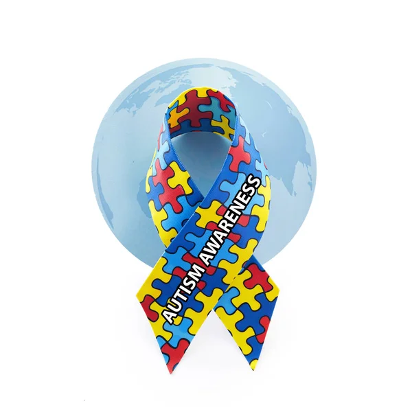 Consciência Autismo Mundial Orgulho Dia Mês Com Fita Padrão Quebra — Fotografia de Stock