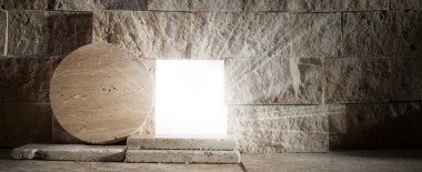 İsa 'nın mezarından gelen ışık. İsa 'nın dirilişi. Hıristiyan Paskalya kavramı