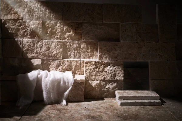 Empty Tomb While Light Shines Jesus Christ Resurrection Christian Easter — Stock Photo, Image