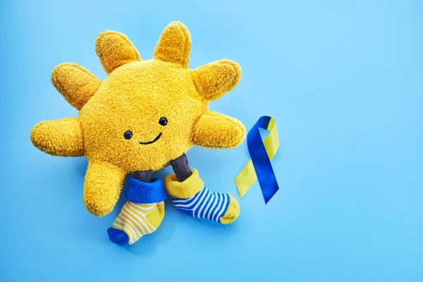 Syndrom Bewusstseinsmonat Symbol Gelbe Und Blaue Farben Sonne — Stockfoto