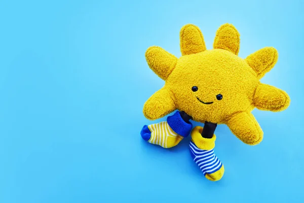 Símbolo Mês Consciência Cores Amarelas Azuis Sol — Fotografia de Stock