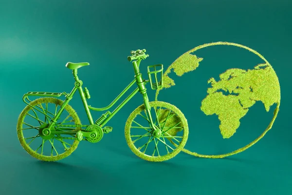 World Bicycle Day. Green bicycle and world. Environment preserve