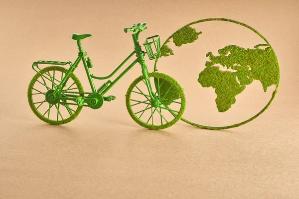 World Bicycle Day. Green bicycle and world. Environment preserve
