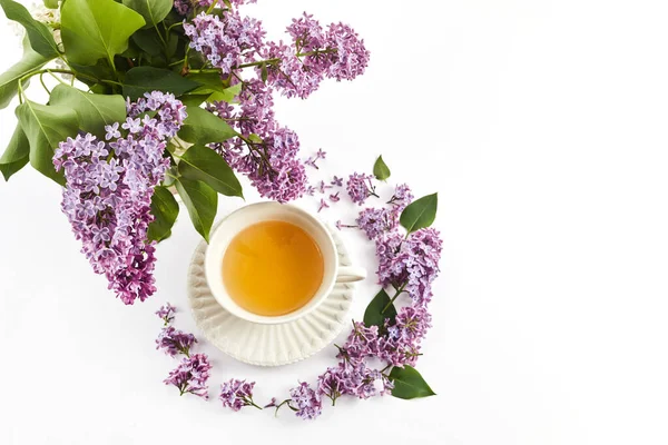 Травяной Чай Цветами Сирени Вид Сверху — стоковое фото