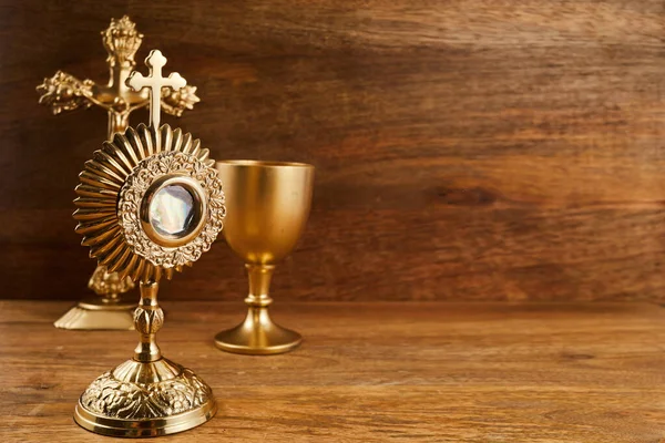 Corpus Christi Ostensori Untuk Ibadah Bagi Upacara Gereja Katolik — Stok Foto