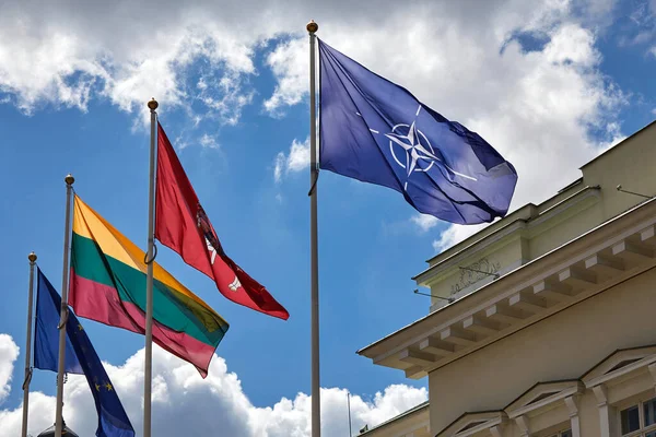 Прапори Нато Литви Махали Під Час Саміту Нато 2023 Року — стокове фото
