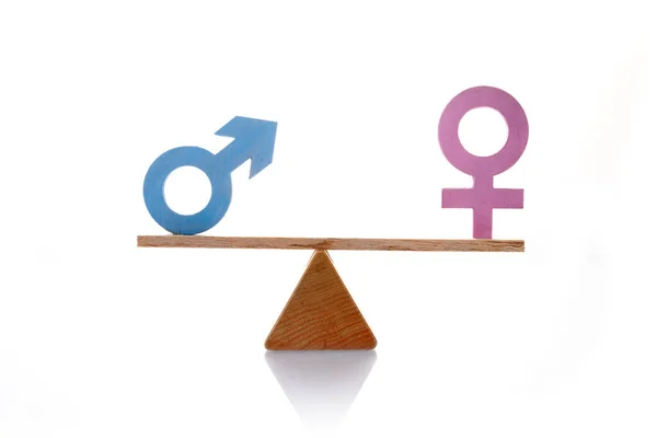 Concepto Igualdad Género Símbolo Masculino Femenino Balanza Con Equilibrio —  Fotos de Stock