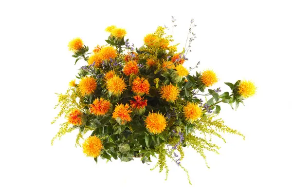 Bukett Gjord Orange Blommor Isolerad Vit Bakgrund — Stockfoto