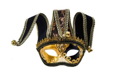 Beyaz arka plan üzerinde izole mardi gras maskesi.