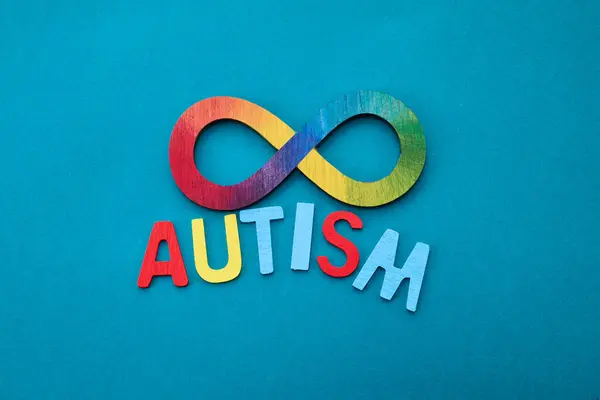 Autistische Regenbogen Acht Unendlichkeit Symbol Tag Des Autismus Bewusstseins Stockbild