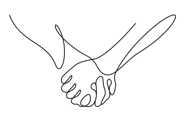 Continuous Line Drawing Hands Together Holding Illustration — Stock Vector