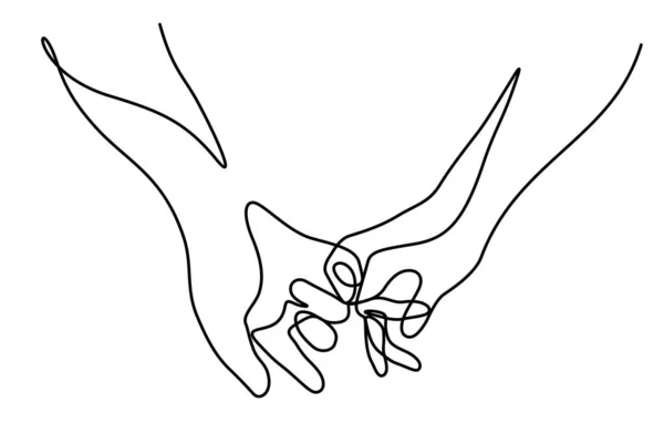 Pinky Swear Couple Continuous Line Drawing Style — Stock Vector