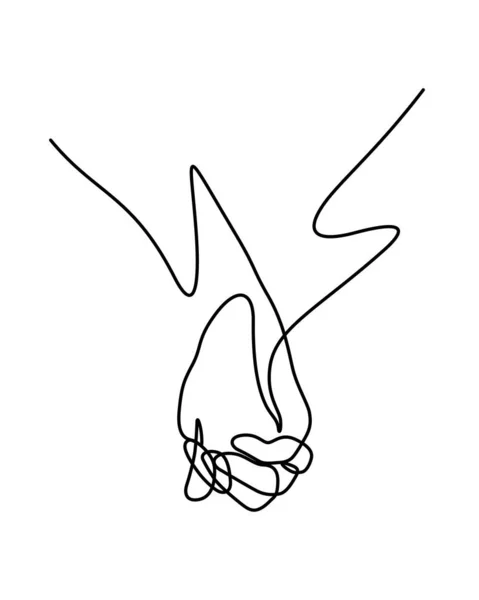 Paar Hände Zusammenhalten Durchgehender Linie Zeichnung Minimalismus Stil — Stockvektor