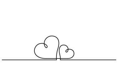 two hearts in continuous line drawing romanticism minimal style vector illustration