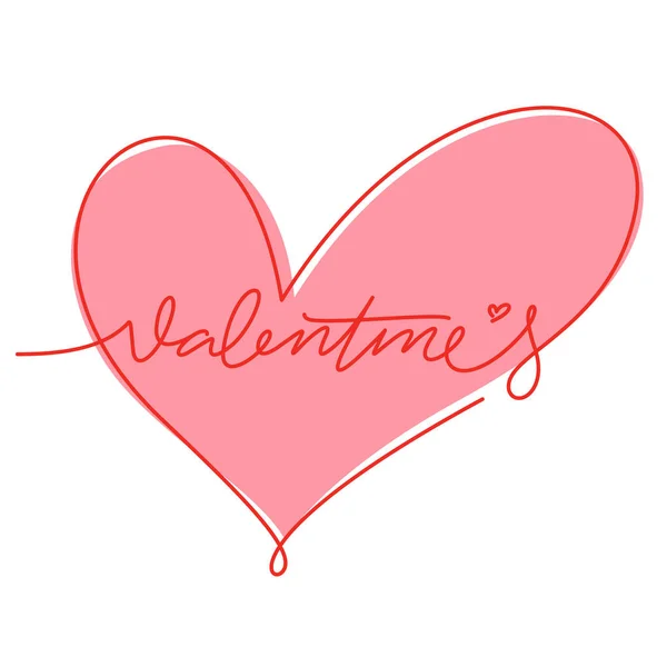 Happy Valentine Day Handwriting Typescript Lettering Design Continuous Line Drawing —  Vetores de Stock